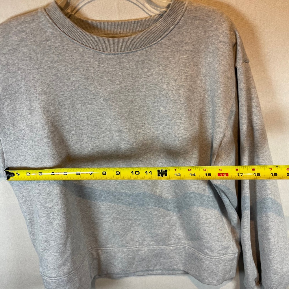 LOFT Light Gray Crewneck Sweatshirt‎ Balloon Sleeve Pullover - Size M - Picture 6 of 7
